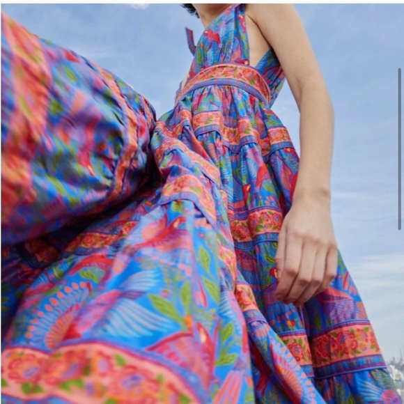 House of Harlow Blue Macaw Tie Shoulder Midi Dress - Picture 9 of 12